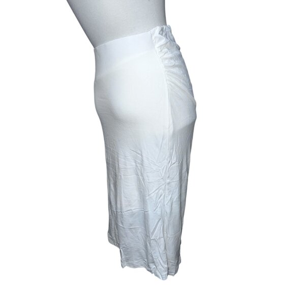 OGL Ruched Front Soft Midi Skirt Sz Medium Womens White Casual - Picture 2 of 9